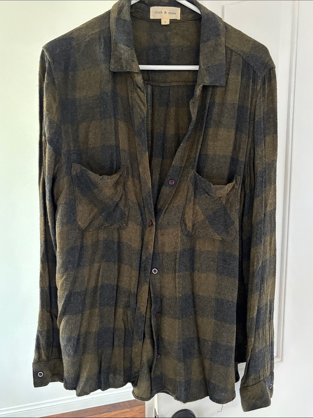 cloth & stone Plaid Button-Front Shirt Flannel Jacket